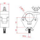 DOUGHTY IP57201 HOOK CLAMP With M12 x 45 bolt and wingnut, all weather, black