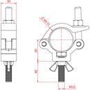 DOUGHTY IP58086 HOOK CLAMP With M12 x 45 bolt and wingnut, all weather, black