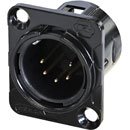 REAN RC5MDL-B XLR Male panel connector, black shell, gold-plated contacts, 5-pin