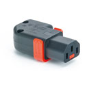 VERRIEGELBARER IEC-LOCK KALTGERÄTSTECKER C13 Kabeltyp, weiblich horizontal lks/r, wiederanschließbar