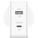 JOBY WALL CHARGER USB-C/USB-A outputs, UK/EU/US adapters, 42W, white