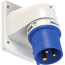 PCE 77723-6 SPLASHPROOF 32A PANEL MOUNTING APPLIANCE INLET, Angled, IP44, blue/grey