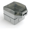 RPP EASYCLIP WEATHERPROOF BOX ES100 1-gang, full module, grey plastic, cable outlet, white trim