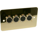 CANFORD CONNECTOR PLATE UK 2-gang, 4x XLR female, polished brass