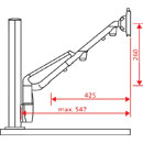 YELLOWTEC M!KA YT3811 EASYLIFT MONITOR ARM M Height adjustable, supports 3-8kg, silver