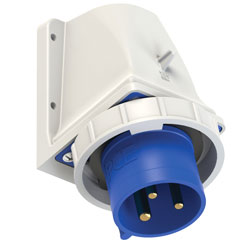 PCE 5232-6K WATERTIGHT 32A WALL MOUNTING APPLIANCE INLET, Straight, IP67, blue/grey