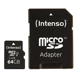INTENSO SDC-3423490 PREMIUM 64GB micro SD memory card and adapter, UHS-1