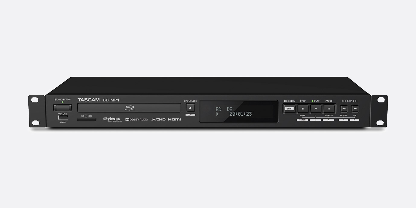 Op de een of andere manier Preek audit TASCAM BD-MP1 BLU-RAY PLAYER Blu-ray/DVD/CD/SD/USB, balanced/HMDI output,  7.1 out, 1U rackmount