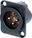 NEUTRIK NC3MD-LX-B XLR Male panel connector, black shell, gold contacts