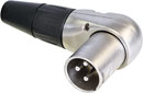 REAN RC3MR XLR Male cable connector, nickel shell, silver-plated contacts, right-angle, 3-pin