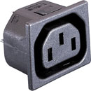 BULGIN PX0695/15/28 IEC MAINS CONNECTOR C13 type, female, panel, un-shuttered, snap-in fixing
