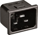 BULGIN PX0598/15/63 IEC MAINS CONNECTOR C20 type, male, panel, snap-in-fixing