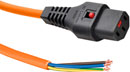 VERRIEGELBARES NETZANSCHLUSSKABEL IEC-LOCK C13 Steckdose - abisoliertes Ende, 3m, orange