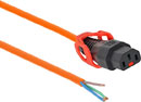 IEC-LOCK VERRIEGELBARES NETZANSCHLUSSKABEL IEC-LOCK+ Steckdose - abisoliertes Ende, 3m, orange