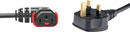 VERRIEGELBARES NETZANSCHLUSSKABEL IEC-LOCK C13 Steckdose, horizontal rechts - UK 13A, 3m,schwarz