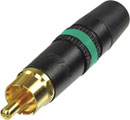 REAN NYS373-5 RCA (PHONO) PLUG Black shell, gold contacts, green ring