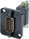 NEUTRIK NADB15MF-B D-SUB 15 pin male - female, panel mount, feedthrough, black