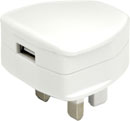 USB CHARGER - UK 13A PLUG 2100mA, 1 USB sockets, white
