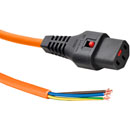 VERRIEGELBARES NETZANSCHLUSSKABEL IEC-LOCK C13 Steckdose - abisoliertes Ende, 3m, orange