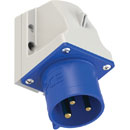 PCE 523-6 SPLASHPROOF 32A WALL MOUNTING APPLIANCE INLET, Straight, IP44, blue/grey