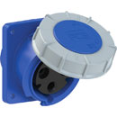 PCE 4335-6 WATERTIGHT 63A PANEL MOUNTING SOCKET, Angled, IP67, blue/grey