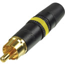 REAN NYS373-4 RCA (PHONO) PLUG Black shell, gold contacts, yellow ring