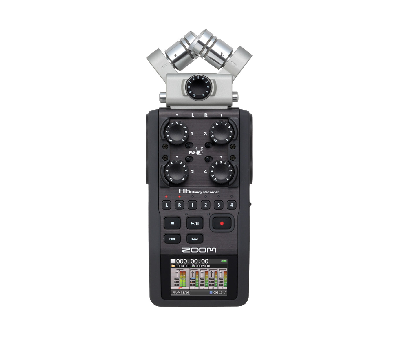 ZOOM H6 HANDY RECORDER Portable, optional mic capsules, SD card slot, 6
